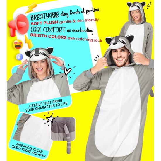 🦝 Disfraz de Mapache Adulto Unisex