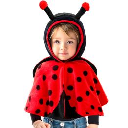 Disfraz Mariquita Peluche (Poncho con Capucha) para Bebé
