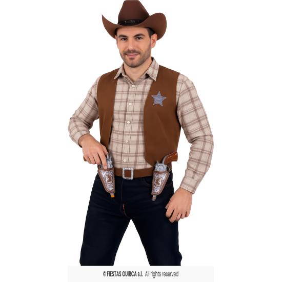 Dos cartucheras con pistola cowboy 20 cms