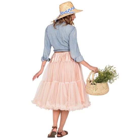 Falda Enagua Tul 65 cms color Rosada antigua