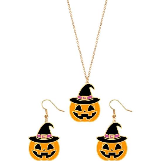 Kit de Pendientes y Collar de Calabaza para Halloween