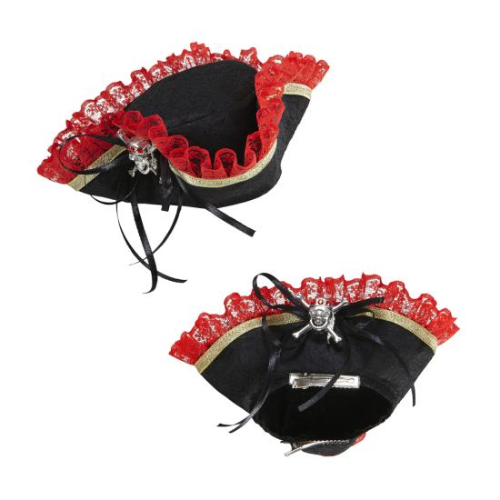 Mini tricornio de pirata con calavera