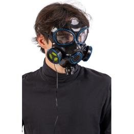 Máscara de gas con adornos luminosos (pilas no incluidas) en bolsa con solapa de cartón