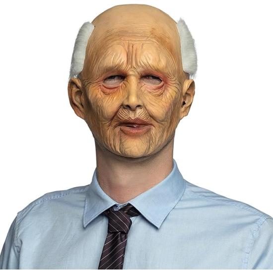 Máscara disfraz Viejo con Peluca.