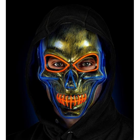 Máscara LED calavera, cara brillante, calavera, esqueleto, demonio, Halloween