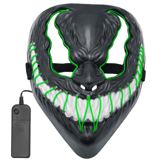 Máscara LED monstruo, cara brillante, mueca de miedo, demonio, Halloween