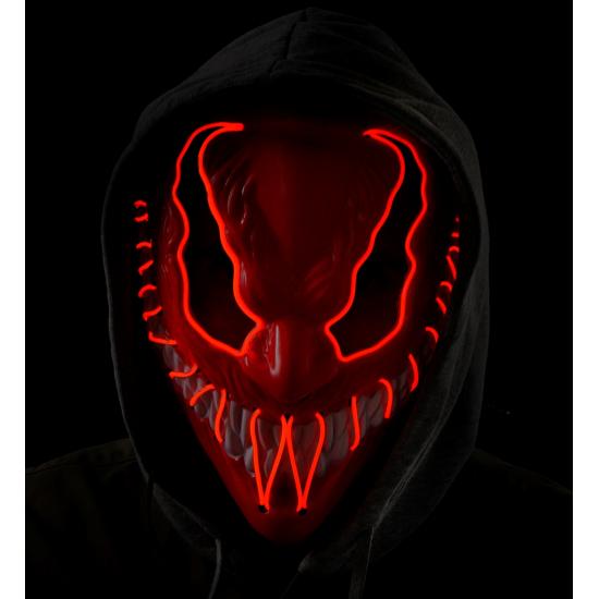 Máscara LED monstruo, cara brillante, mueca de miedo, demonio, Halloween