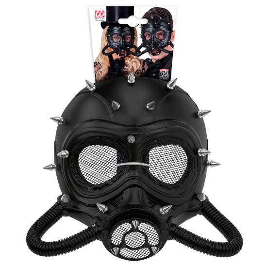 Máscara Steampunk Negra con Pinchos – Disfraz Gótico, Fetish o Postapocalíptico