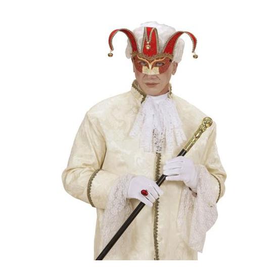 Máscara Veneciana color Roja decorada glitter oro