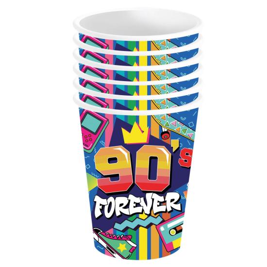 Pack 6 Vasos años 90 240 ml 9 cms