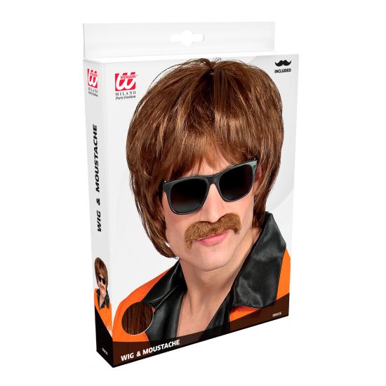 Peluca años 60 con bigote – Estilo retro para disfraces originales | Widmann