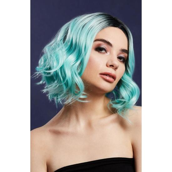 Peluca Fever Kourtney, mezcla de dos tonos, Verde aguamarina