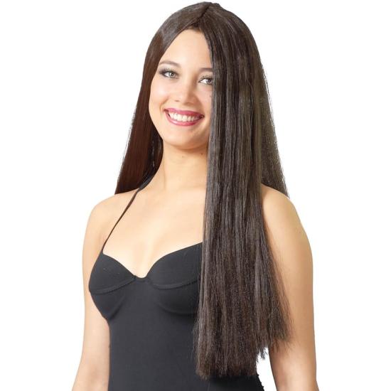 Peluca melena castaña larga