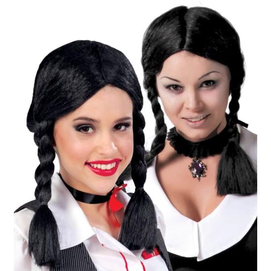Peluca Trenzas Negras Colegiala .