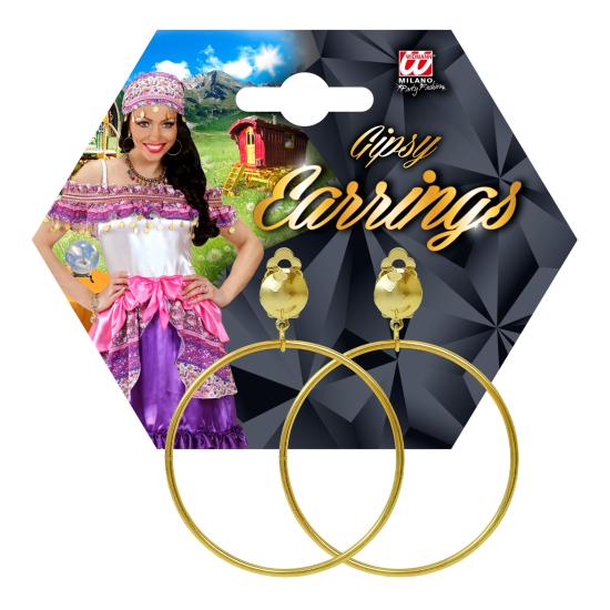 Pendientes de Aro Dorados Clip-On – Accesorio de Disfraz Gipsy, Pirata o Adivina (6 cm) | Widmann