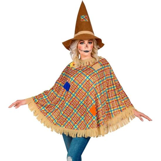 Poncho Espantapájaros con Sombrero – Disfraz de Halloween y Carnaval