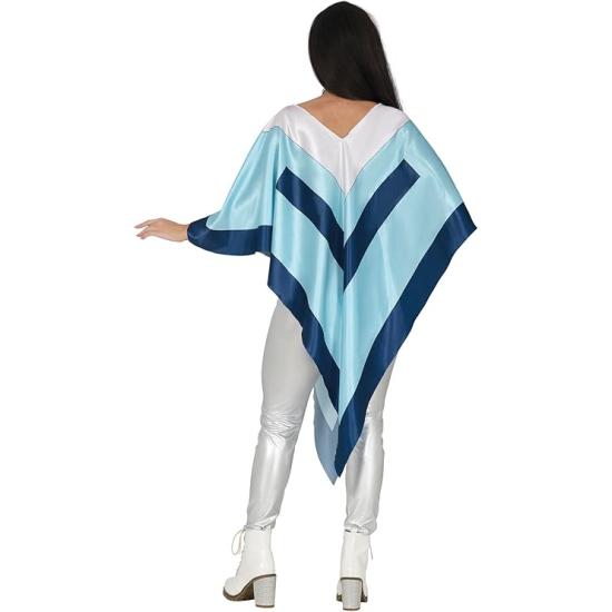 Poncho Super Trouper ABBA para Mujer – Disfraz de los Años 70 Azul para Fiestas, Halloween y Carnaval