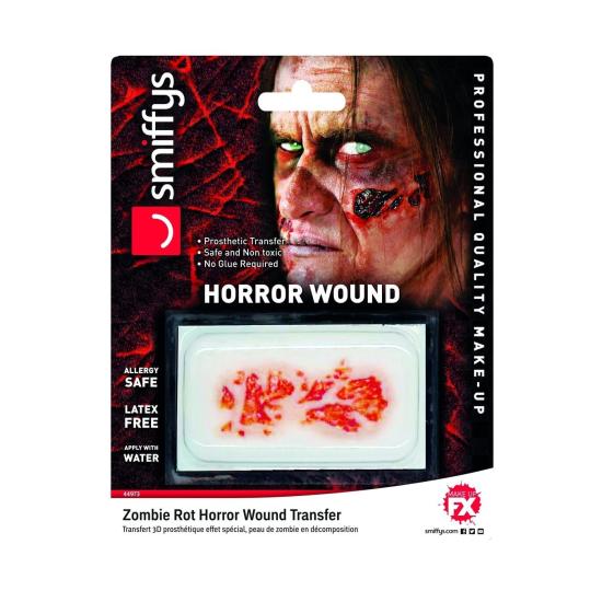 Prótesis herida terrorífica, piel de zombi en descomposición