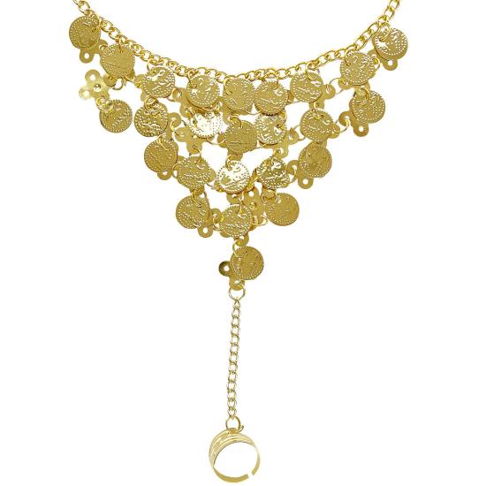 Pulsera Dedo Muñeca con Monedas Oro