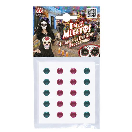 Set de 40 Gemas Adhesivas decorativas Ojos Rosa / Verde