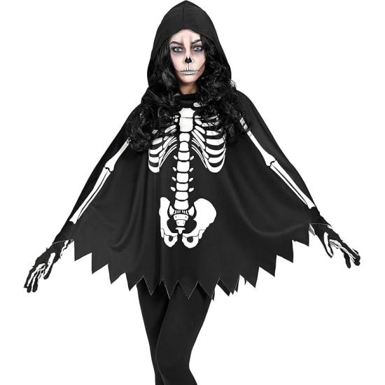 SKELETON – Poncho con Capucha y Estampado de Huesos