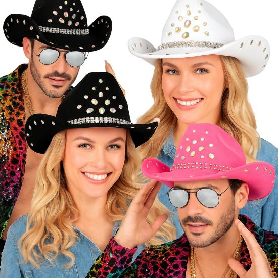 Sombrero Cowboy con Brillantes para Fiesta o Disfraz – Adulto Unisex