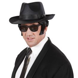 Sombrero de Gánster de Raso de color Negro para Adulto