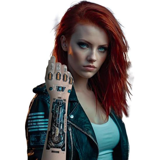 Tatuaje Futurista para Brazo (14×30 cm) – Tatuaje Temporal de Efecto Biónico